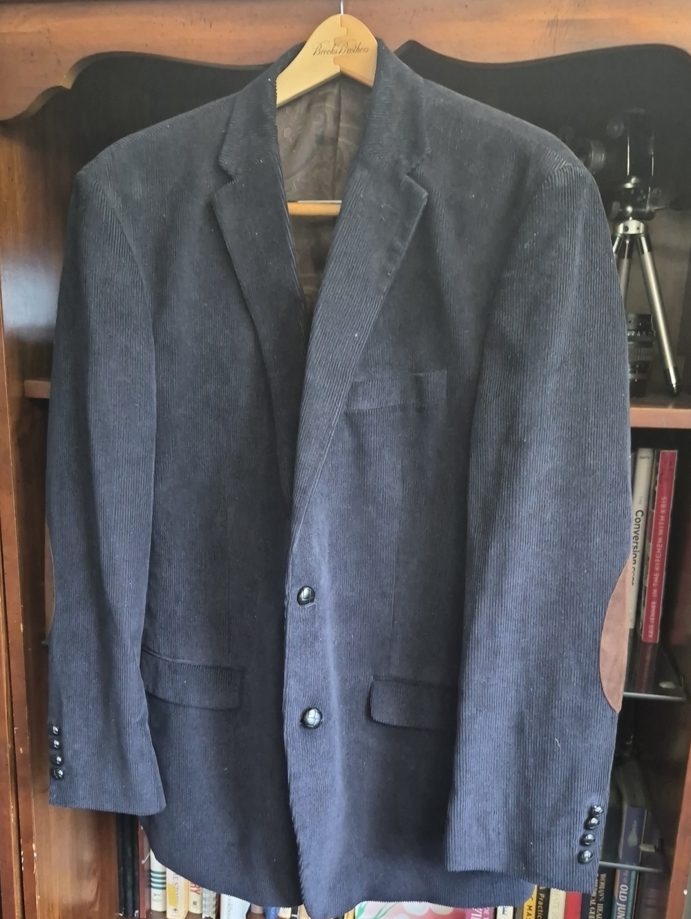 Polo by Ralph Lauren Navy Corduroy Sport Coat with Suede Elbow Patches